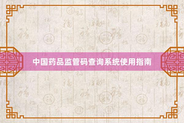 中国药品监管码查询系统使用指南