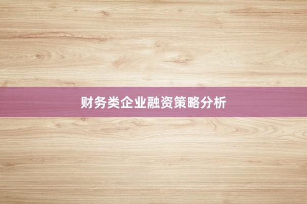 财务类企业融资策略分析